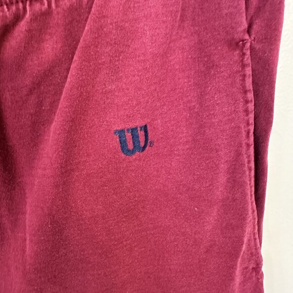 Vtg Wilson Mens Sweatpants Joggers Burgundy Cotton Medium Draw String 80s - Picture 2 of 9